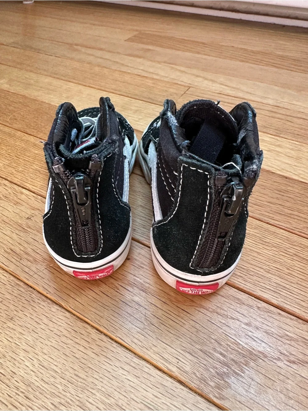 Vans Old Skool High Top Back Zip Sneakers Black White Toddler 7